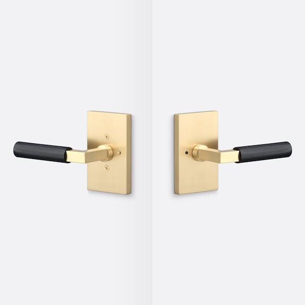 Sure-Loc Hardware Sure-Loc Hardware Levanto Privacy Rosette, Satin Brass, Knurled Grip in Flat Black LV102 SB GRIP-KN FBL - main
